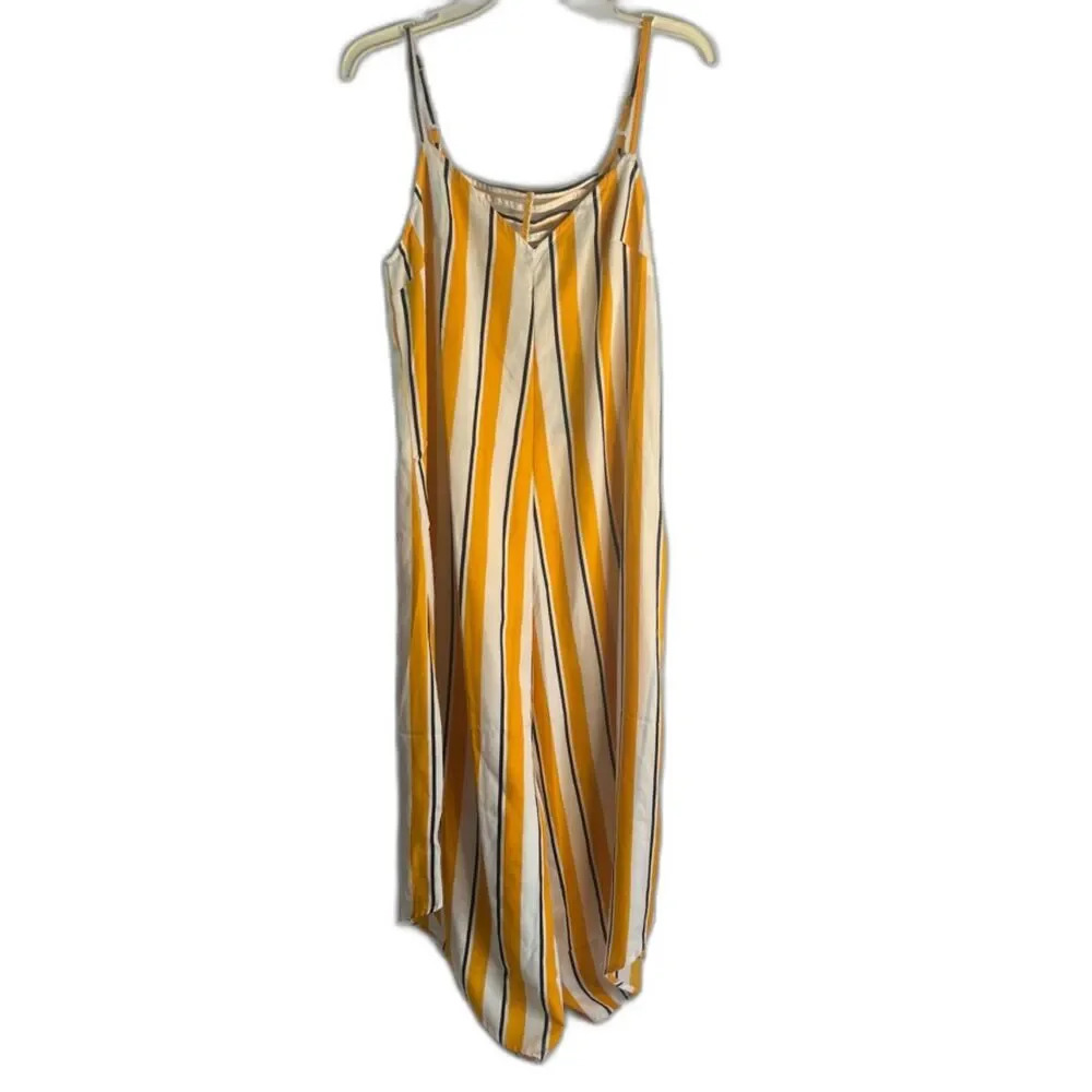 Ellen Weaver NWT‎ Spaghetti Strap Wide Leg Boho Striped Jumpsuit Size Small